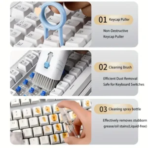 7-in-1 All-in-One Computer-Tastatur & Elektronik Reinigungsset – Tragbares Multi-Set mit weichen steifen Bürsten, Bildschirmreiniger für Smartphones, Tablets, Laptops, Tastaturen, Kopfhörer, smarte Geräte - Staubentfernung für Technologie