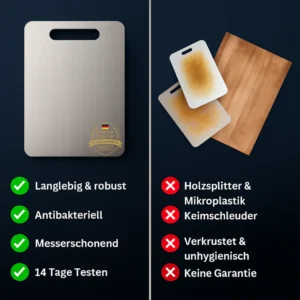 Edelstahl verdicktes Schneidebrett antibakteriell schimmelresistent Kneten Teigbrett Küche Obst Gemüse