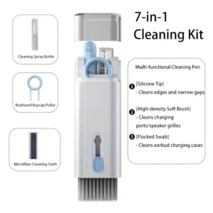 7-in-1 All-in-One Computer-Tastatur & Elektronik Reinigungsset – Tragbares Multi-Set mit weichen steifen Bürsten, Bildschirmreiniger für Smartphones, Tablets, Laptops, Tastaturen, Kopfhörer, smarte Geräte - Staubentfernung für Technologie
