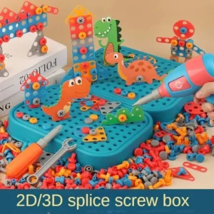 Children Toys Tool Set Electric Drill Screw Nut 3D Puzzle Toys Pretend Play Dinosaur Drilling Assembly Educational Toys for Boys