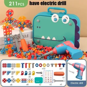Children Toys Tool Set Electric Drill Screw Nut 3D Puzzle Toys Pretend Play Dinosaur Drilling Assembly Educational Toys for Boys
